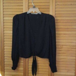 Zara Long Puffy Sleeve Button Up Crop Top Size M